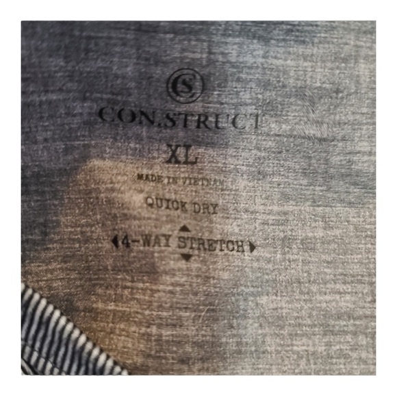 CON.STRUCT Denim Texture Performance Stretch Short Sleeve Blue Henley Size XL - Picture 6 of 7
